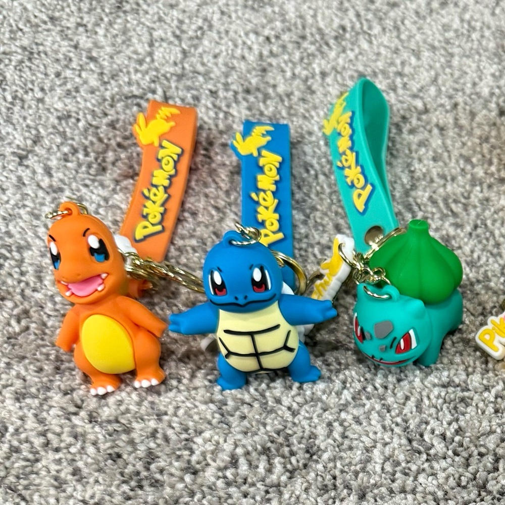 Pokemon Pikachu, Bulbasaur, and Jigglypuff, Charmander set of 6 Keychains